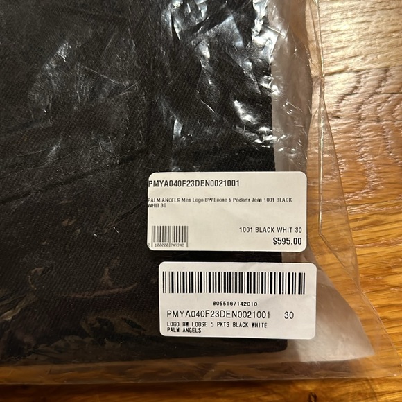 PALM ANGELS Men Logo BW Loose 5 Pockets Jean - Size 30 - New - Picture 15 of 16